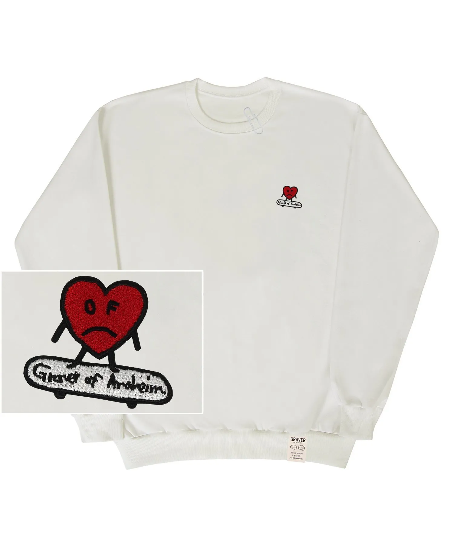 GRAVER  |[GRAVER]★HEART BOARD EMBROIDERY SWEATSHIRT