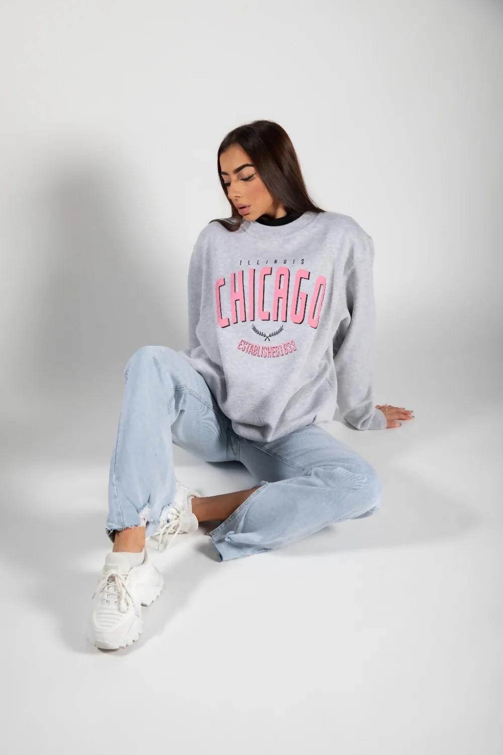 Grey 'Chicago' Oversized Sweatshirt