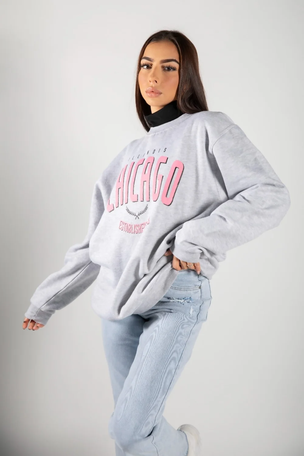 Grey 'Chicago' Oversized Sweatshirt