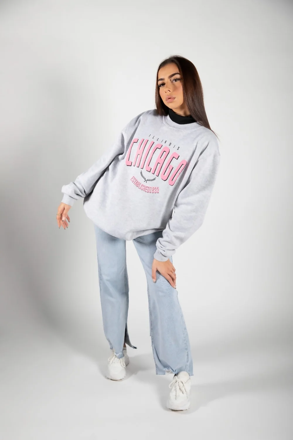 Grey 'Chicago' Oversized Sweatshirt