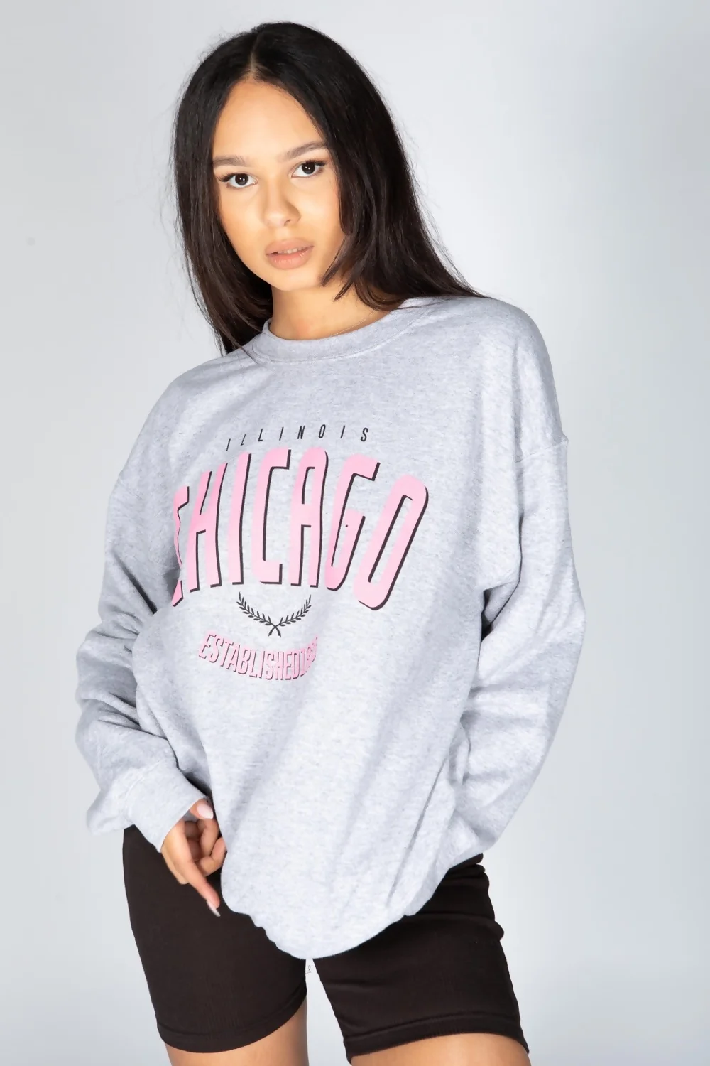 Grey 'Chicago' Oversized Sweatshirt