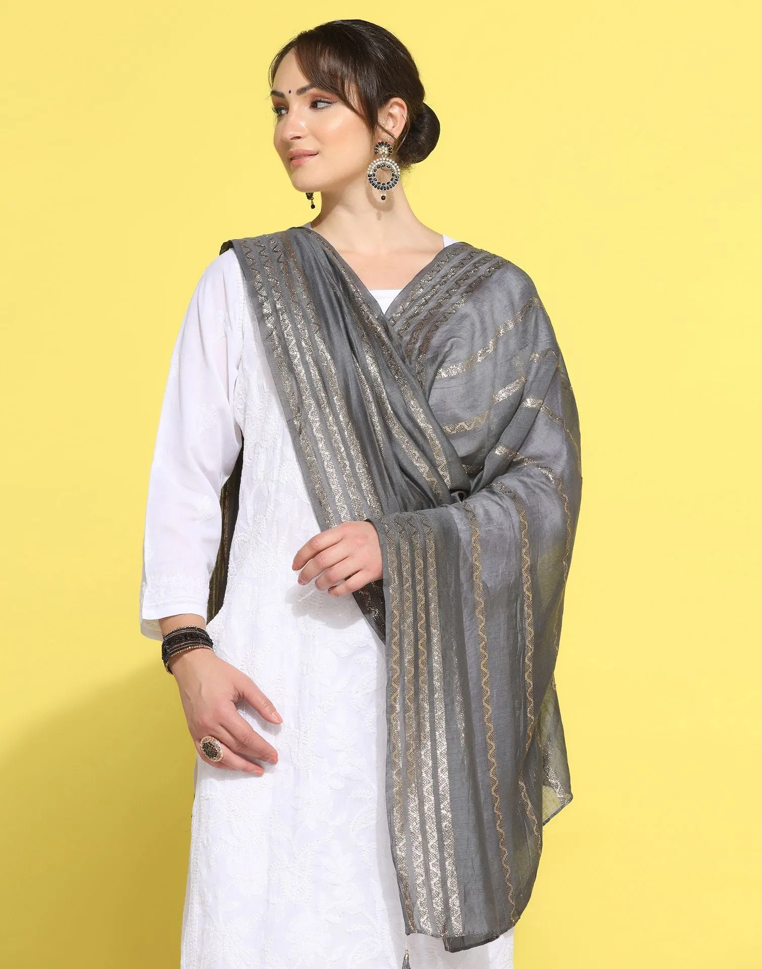 Grey Cotton Dupatta