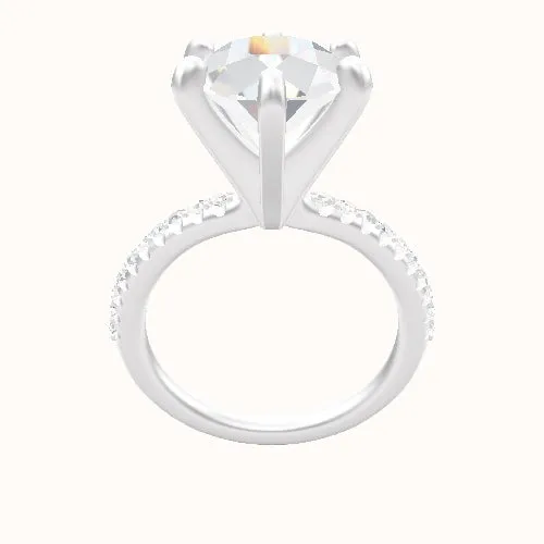 Half Pave Engagement Ring With Classic Six Prong Head