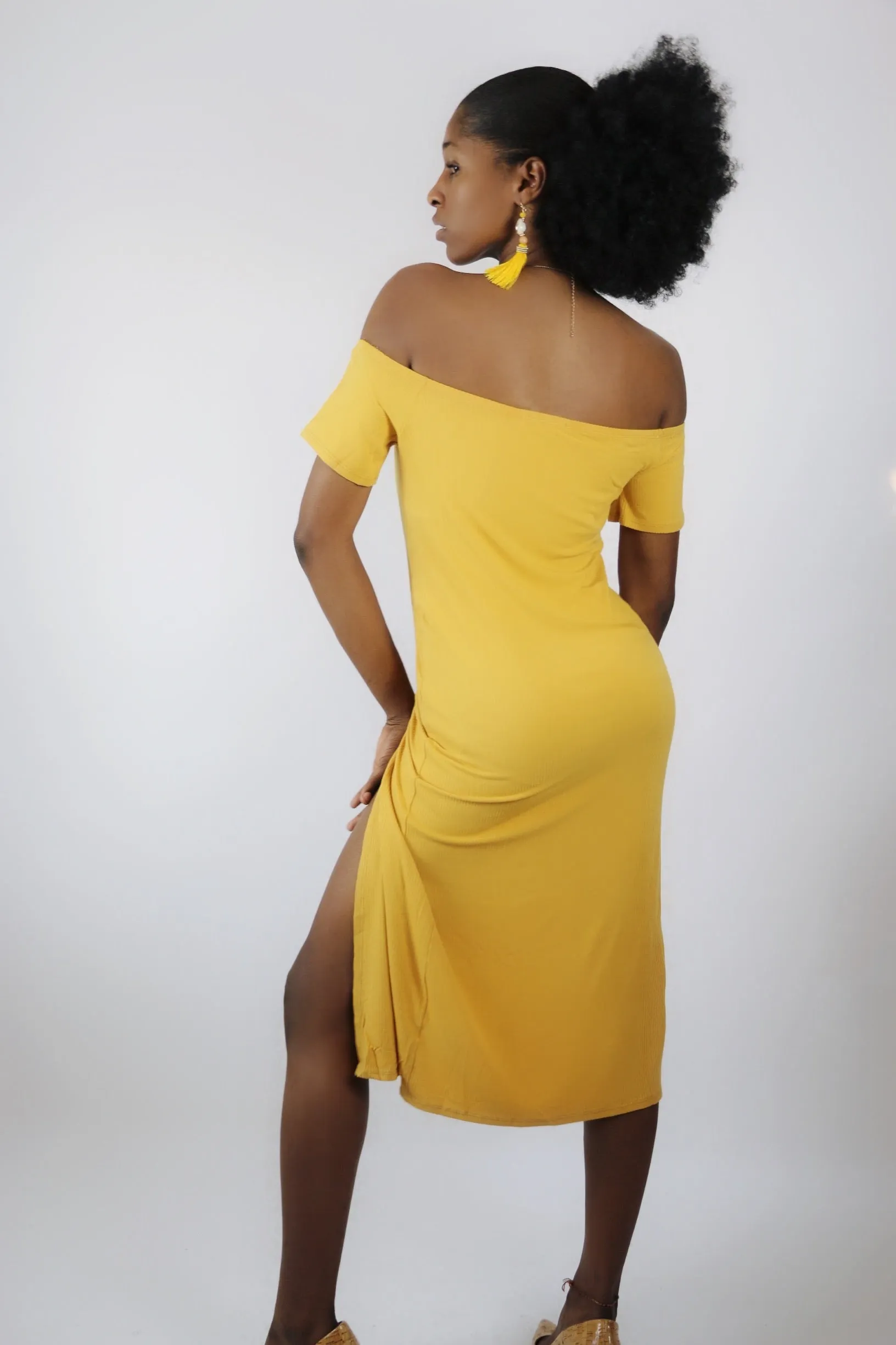 Halle High Split Ribbed Dress