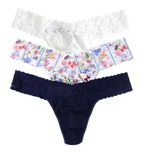 Hanky Panky 3-PACK Cotton Low Rise Thong (8915813PK) - Flower Crown