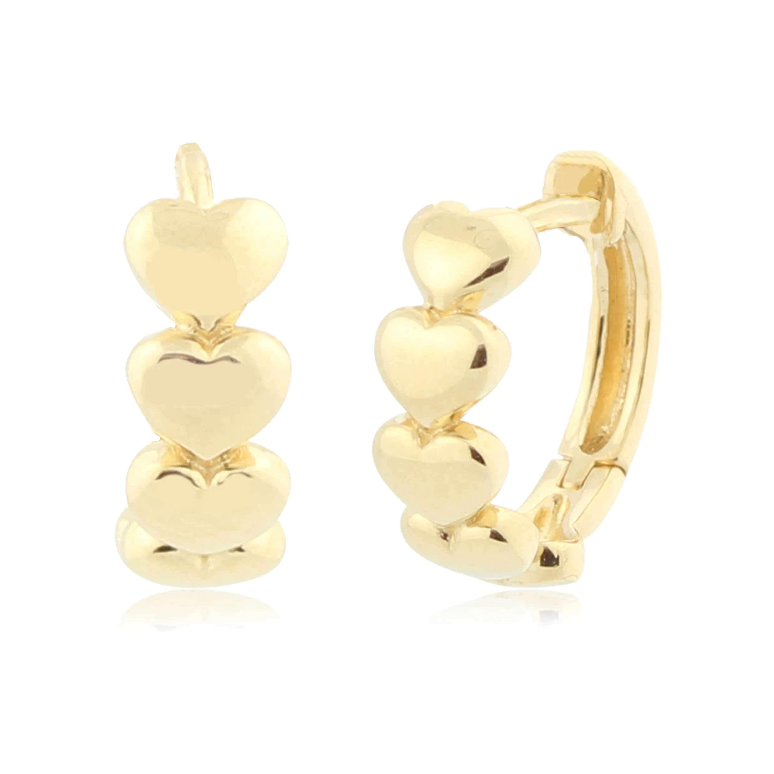 Heart Huggie Earrings in 14K Gold