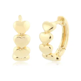 Heart Huggie Earrings in 14K Gold