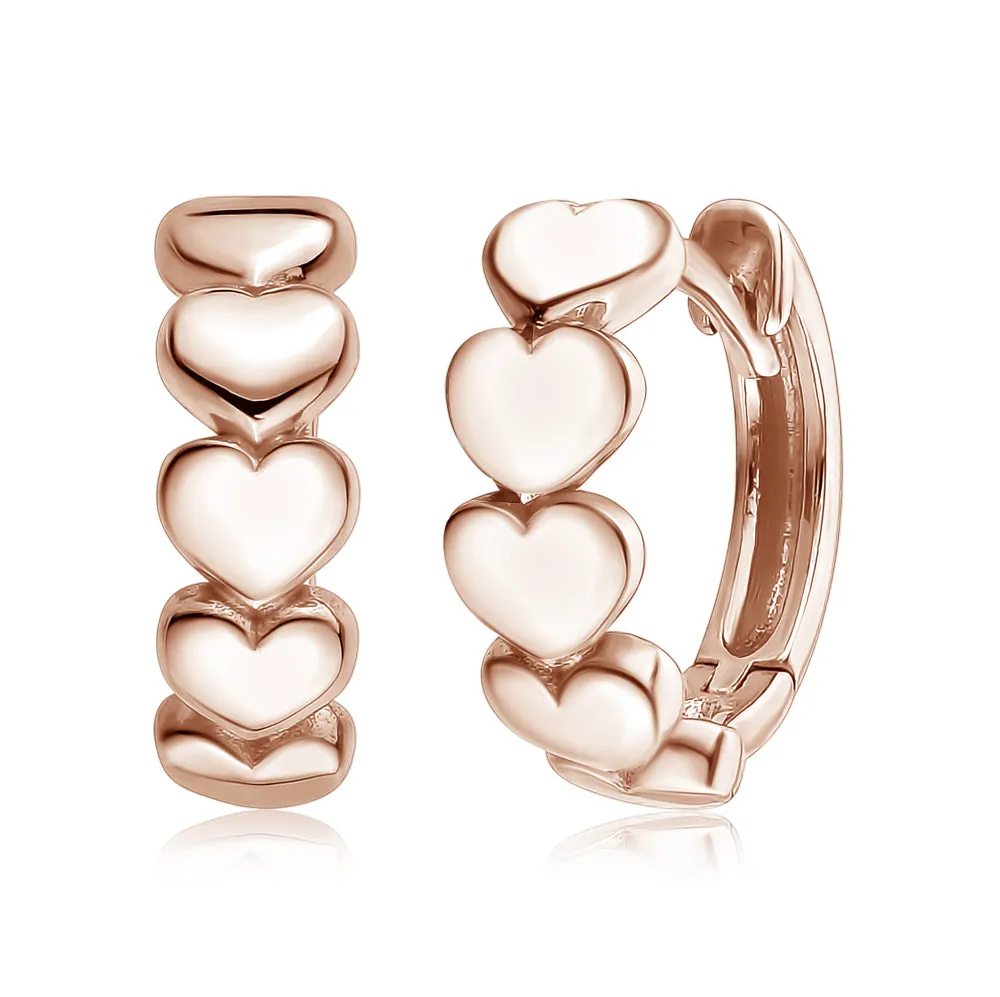 Heart Huggie Earrings in 14K Gold