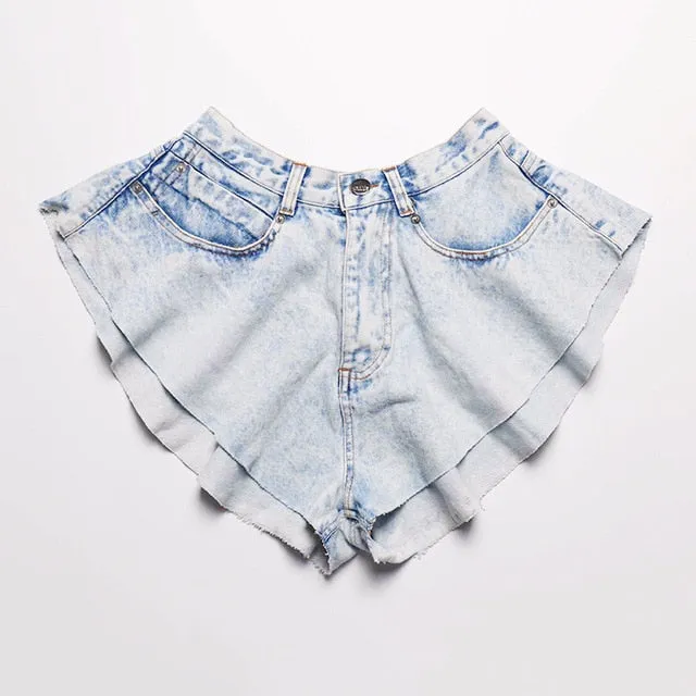 High Waist Ruffle Hem Shorts