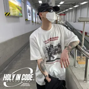 HOLY IN CODE  |Crew Neck Unisex Street Style Cotton Short Sleeves Oversized