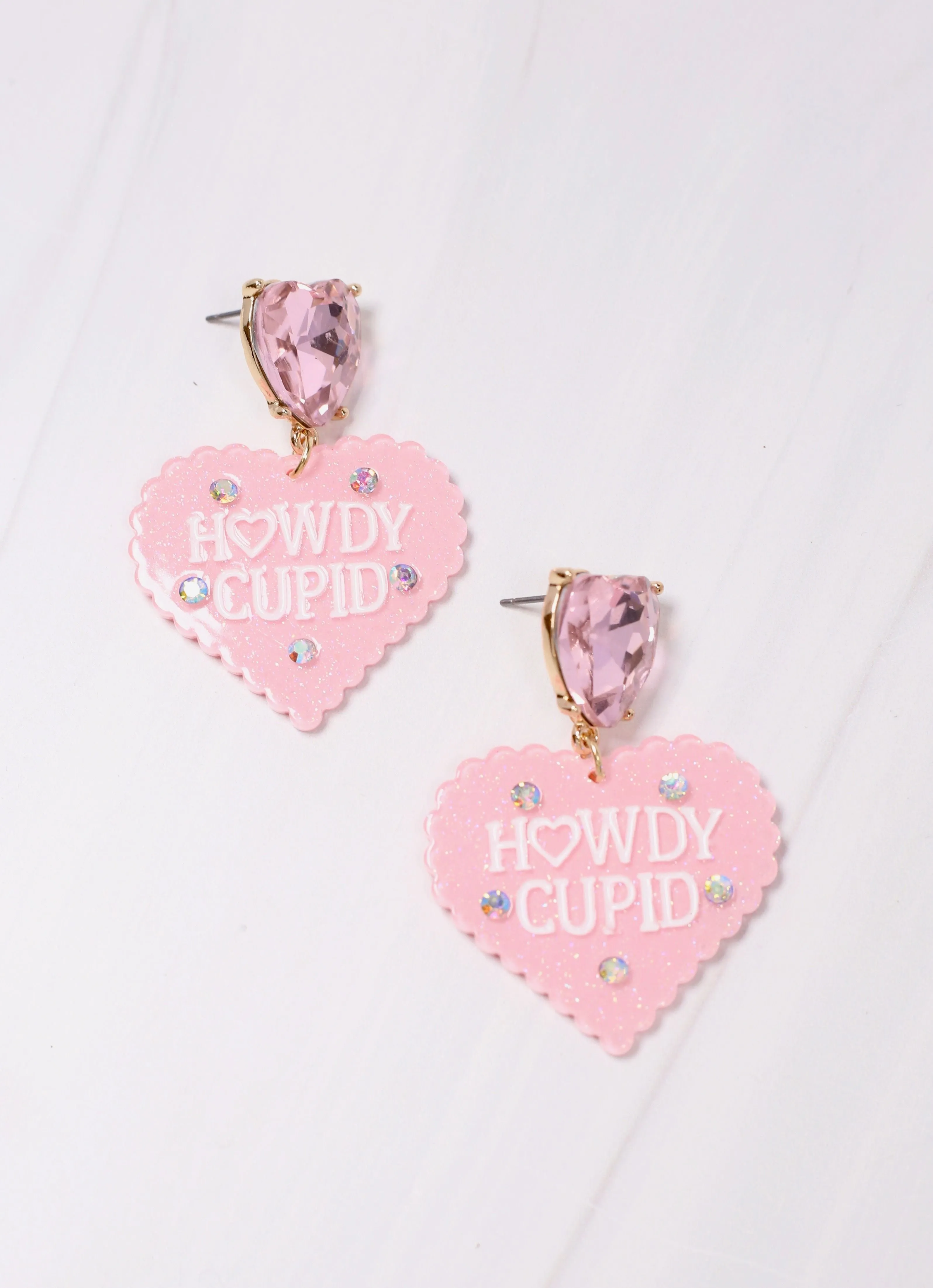 Howdy Cupid Heart Earring PINK