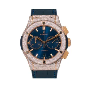 Hublot Classic Fusion 521.OX.7180.LR 45MM Blue Dial With 12.75 CT Diamonds