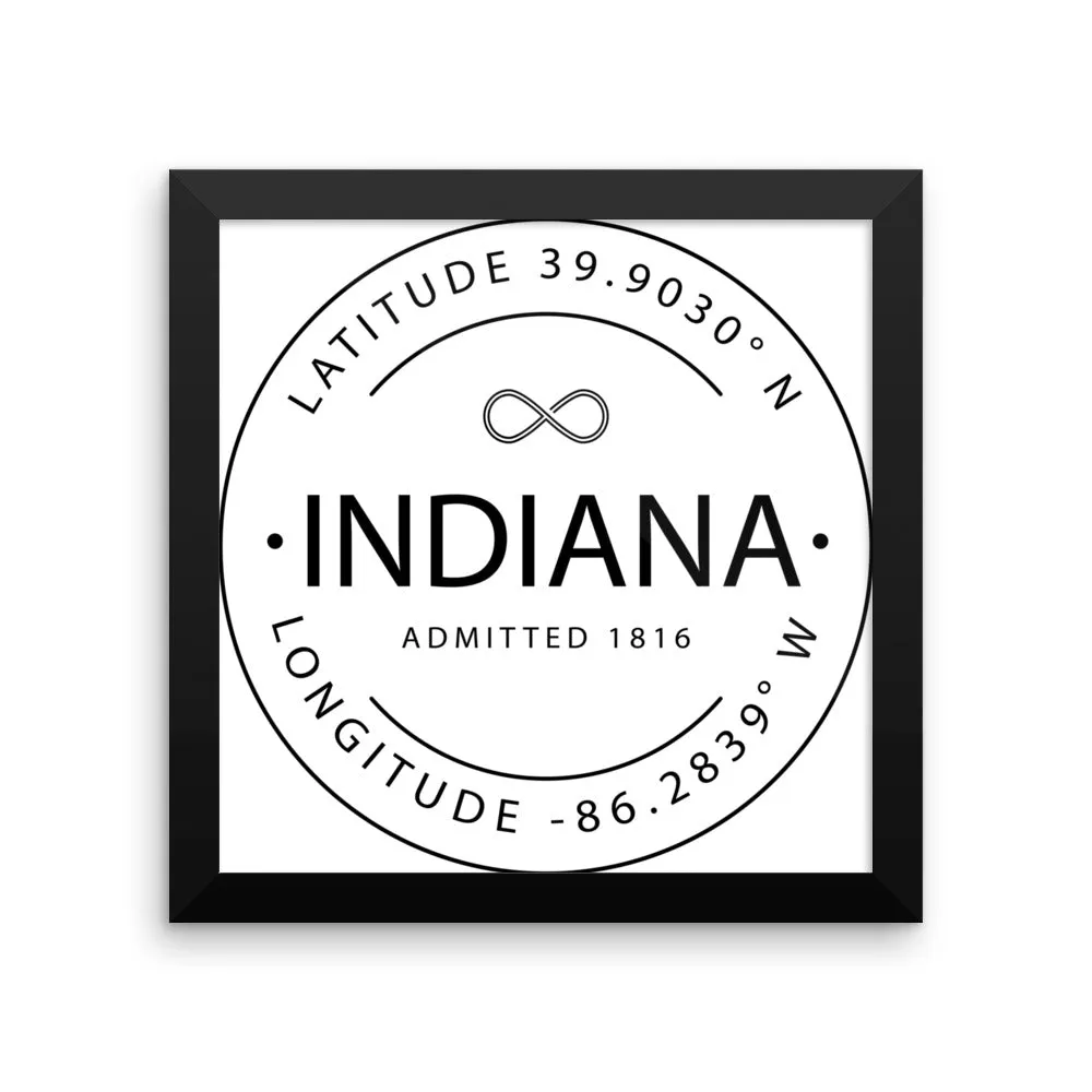 Indiana - Framed Print - Latitude & Longitude