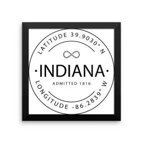 Indiana - Framed Print - Latitude & Longitude