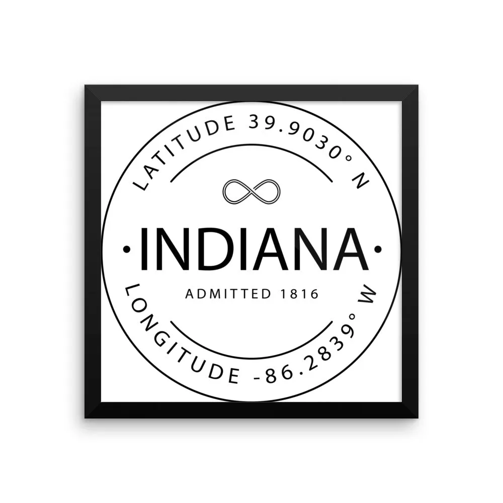 Indiana - Framed Print - Latitude & Longitude