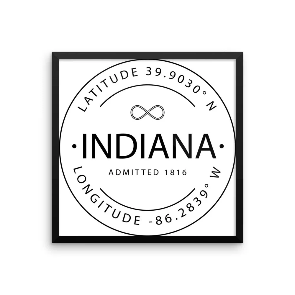 Indiana - Framed Print - Latitude & Longitude