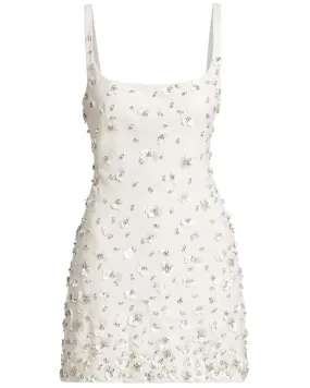 Ivory Embellished Sleeveless Ziva Mini Dress