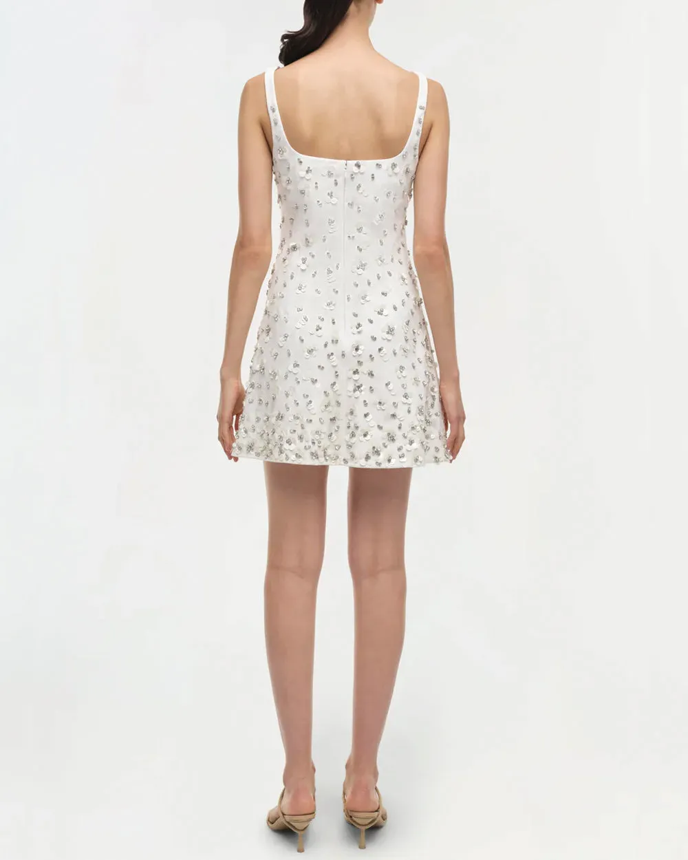 Ivory Embellished Sleeveless Ziva Mini Dress