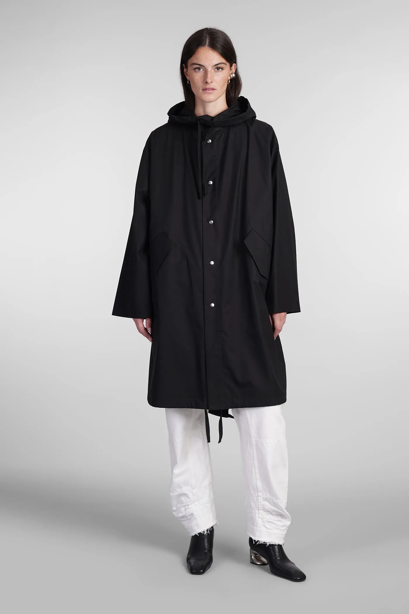 Jil Sander Coat In Black Cotton