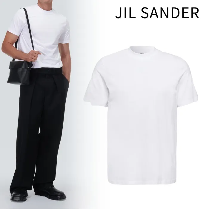 Jil Sander  |Crew Neck Street Style Plain Cotton Short Sleeves Designers