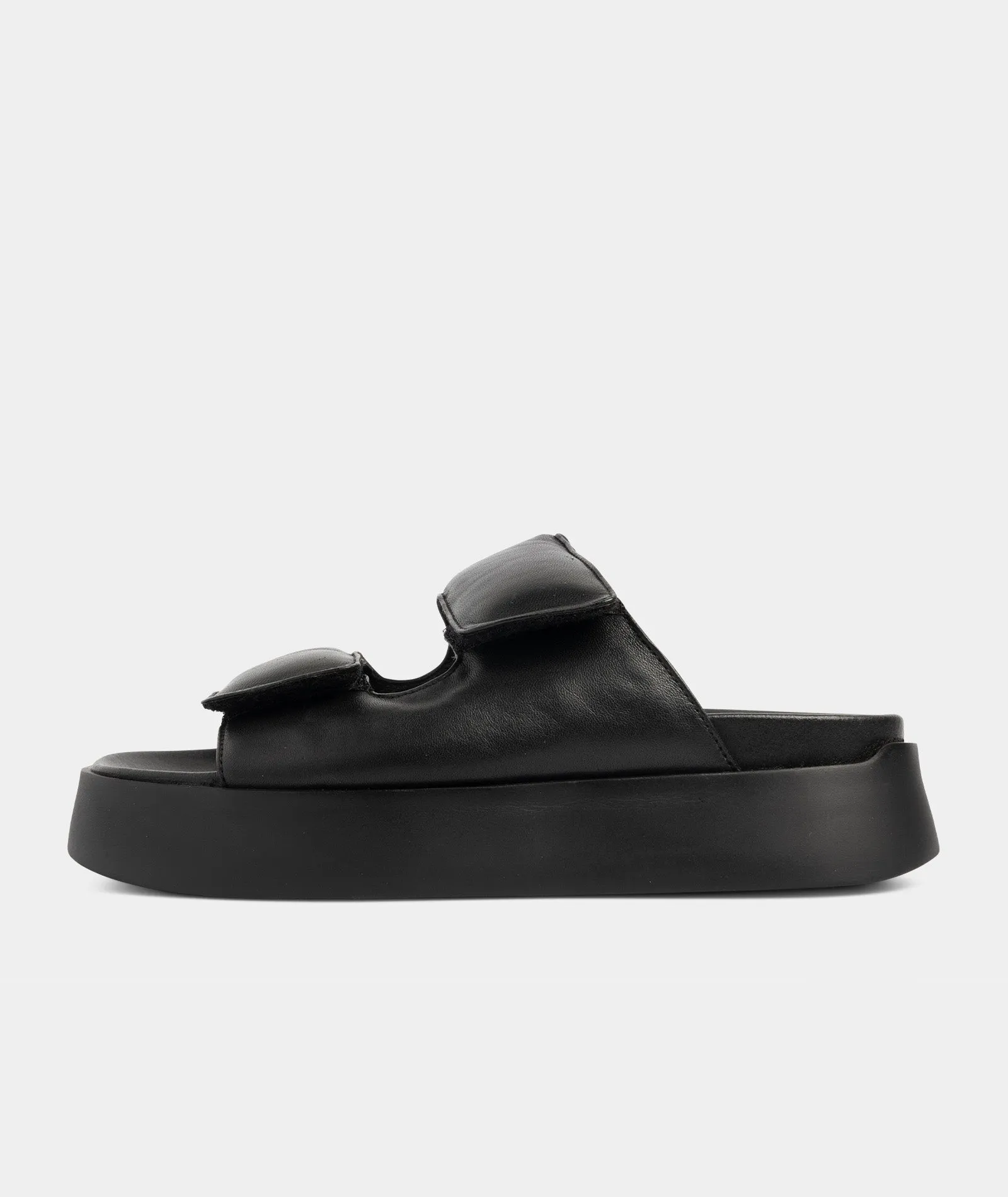 Juno Slide - Black Leather