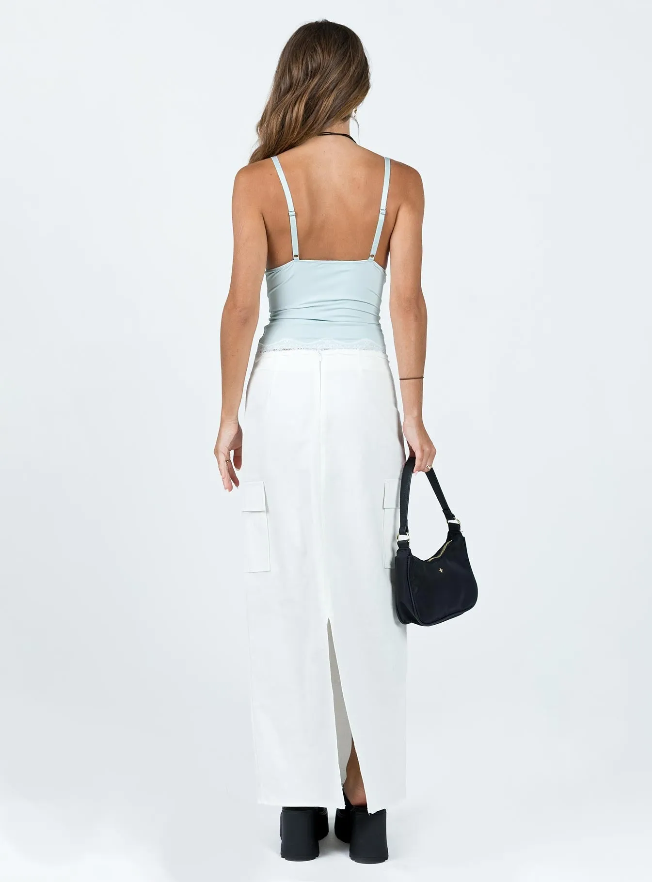 Kamea Cargo Maxi Skirt White