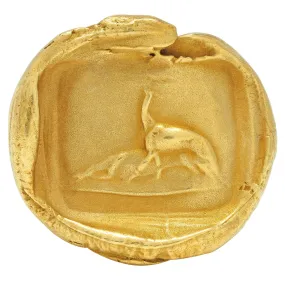 Kieselstein-Cord 1986 18 Karat Yellow Gold Abstract Animal Intaglio Vintage Signet Ring