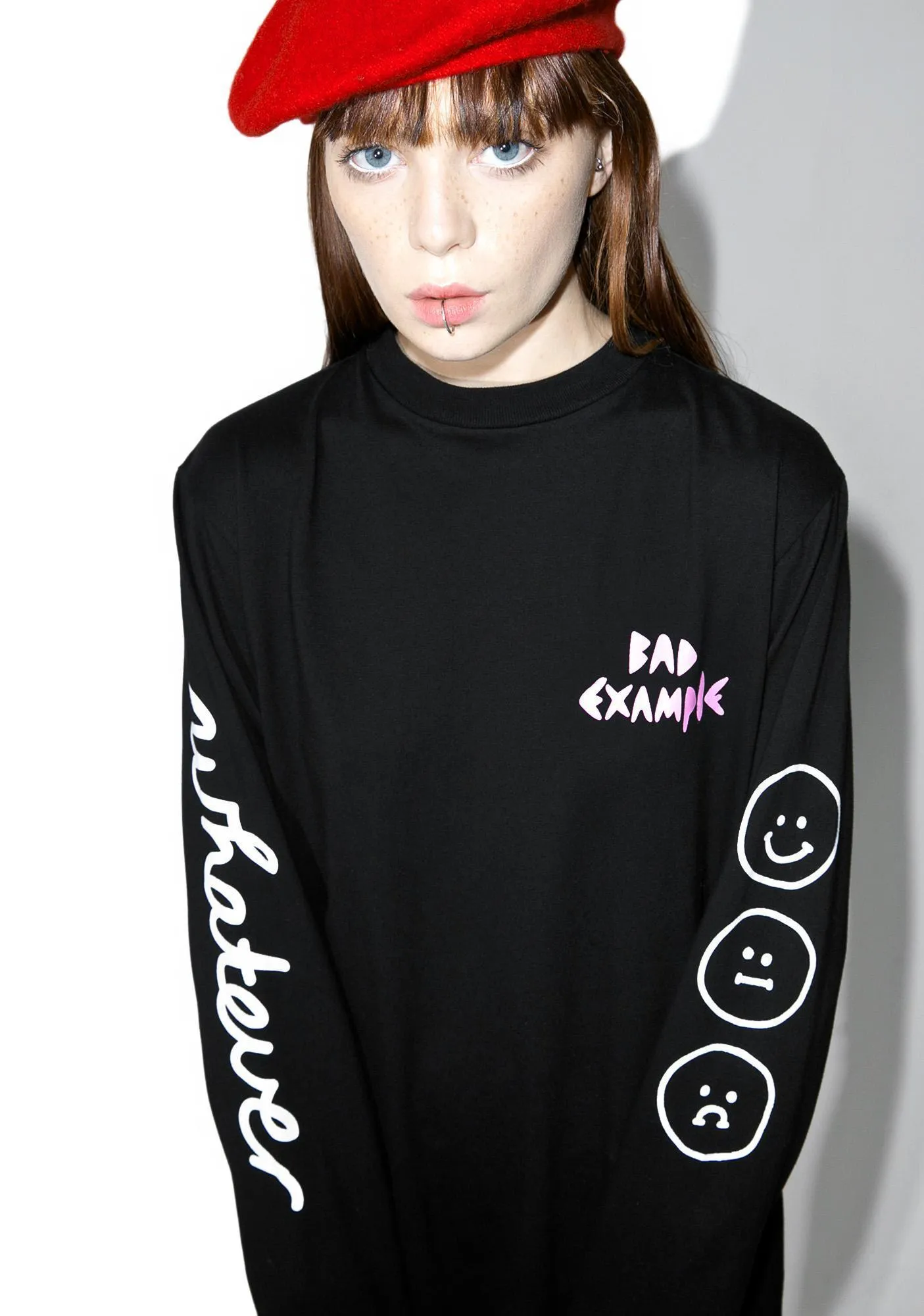 LAZY OAF  |Dots Monogram Street Style U-Neck Cotton Medium Puff Sleeves