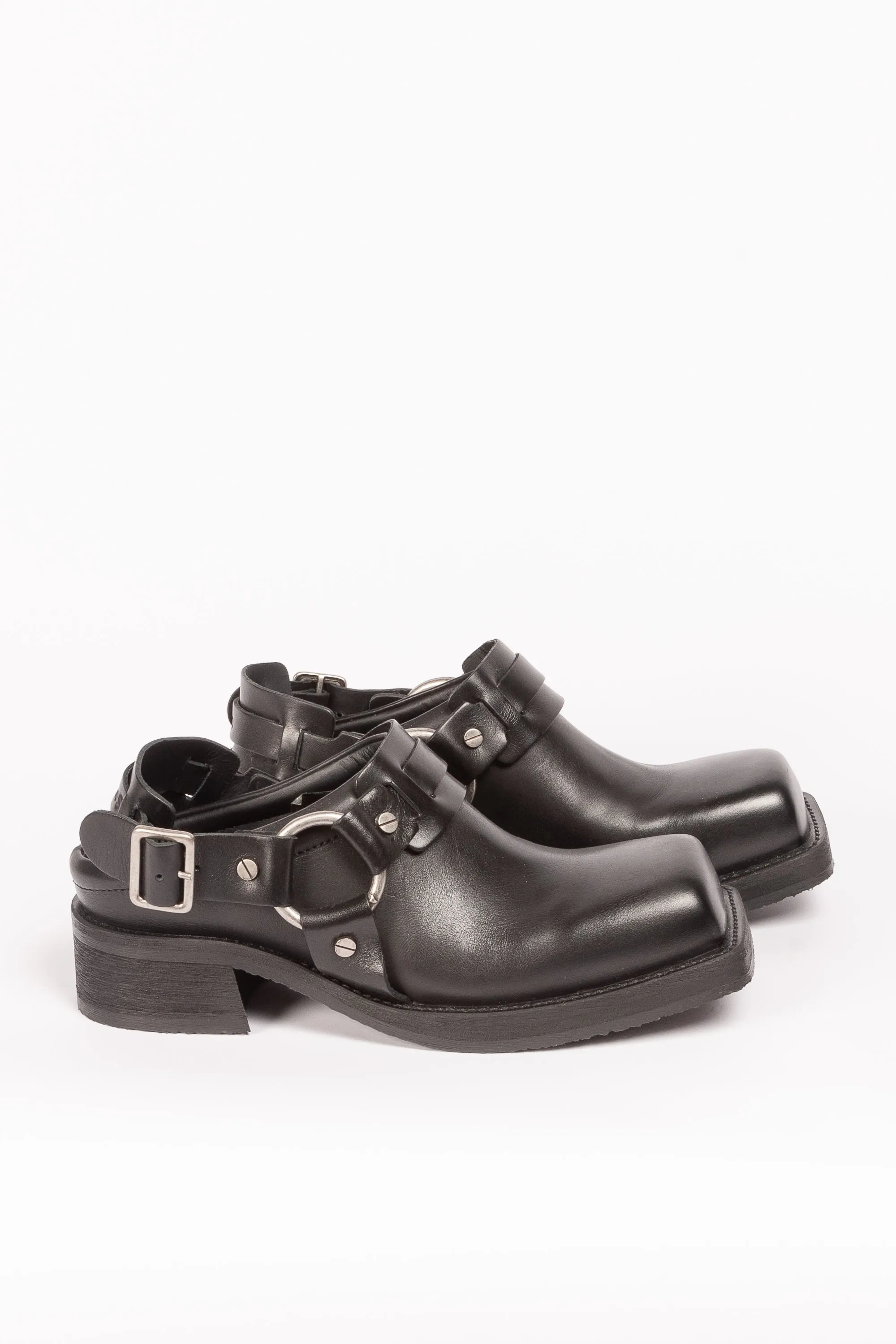 Leather Buckle Mule