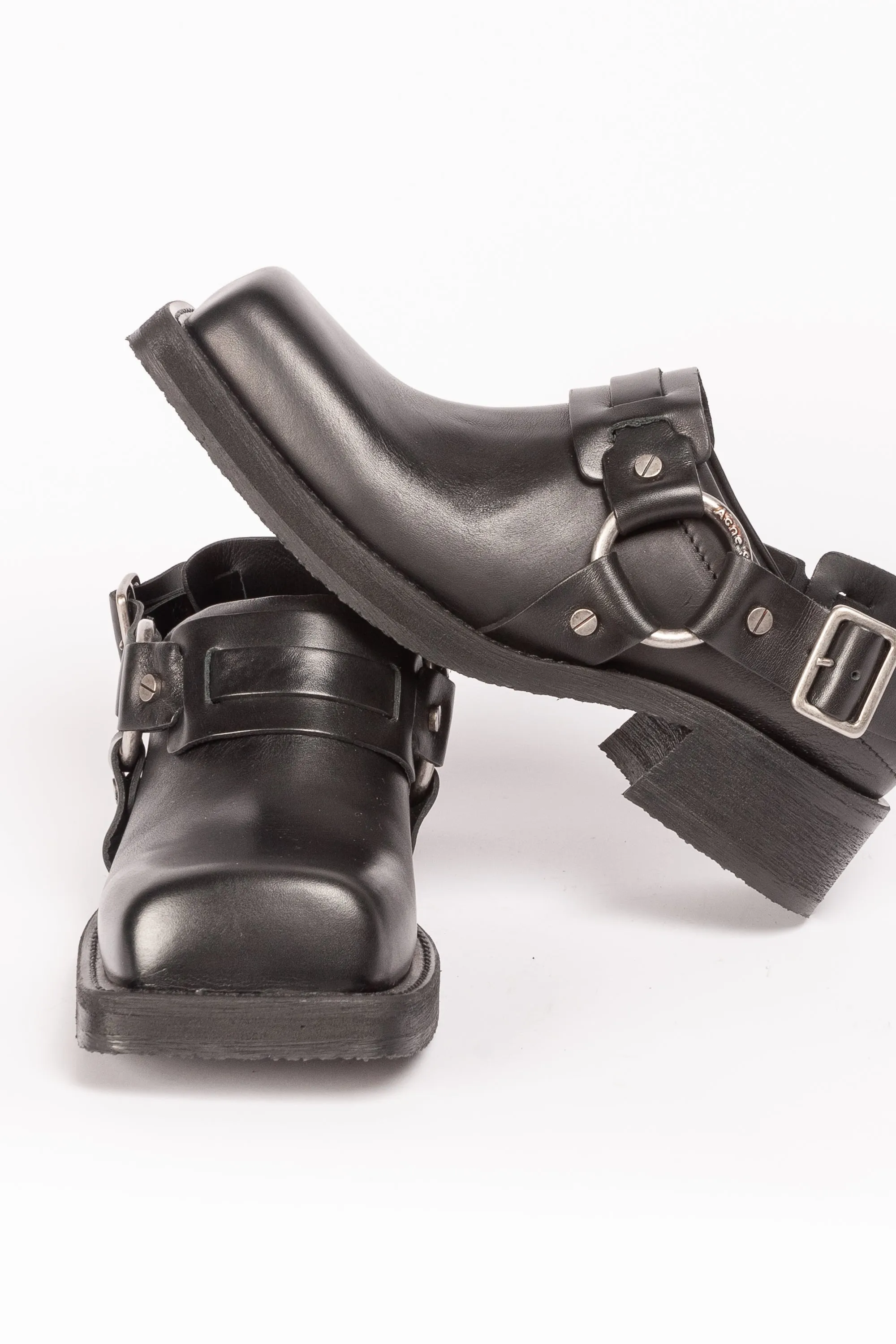 Leather Buckle Mule