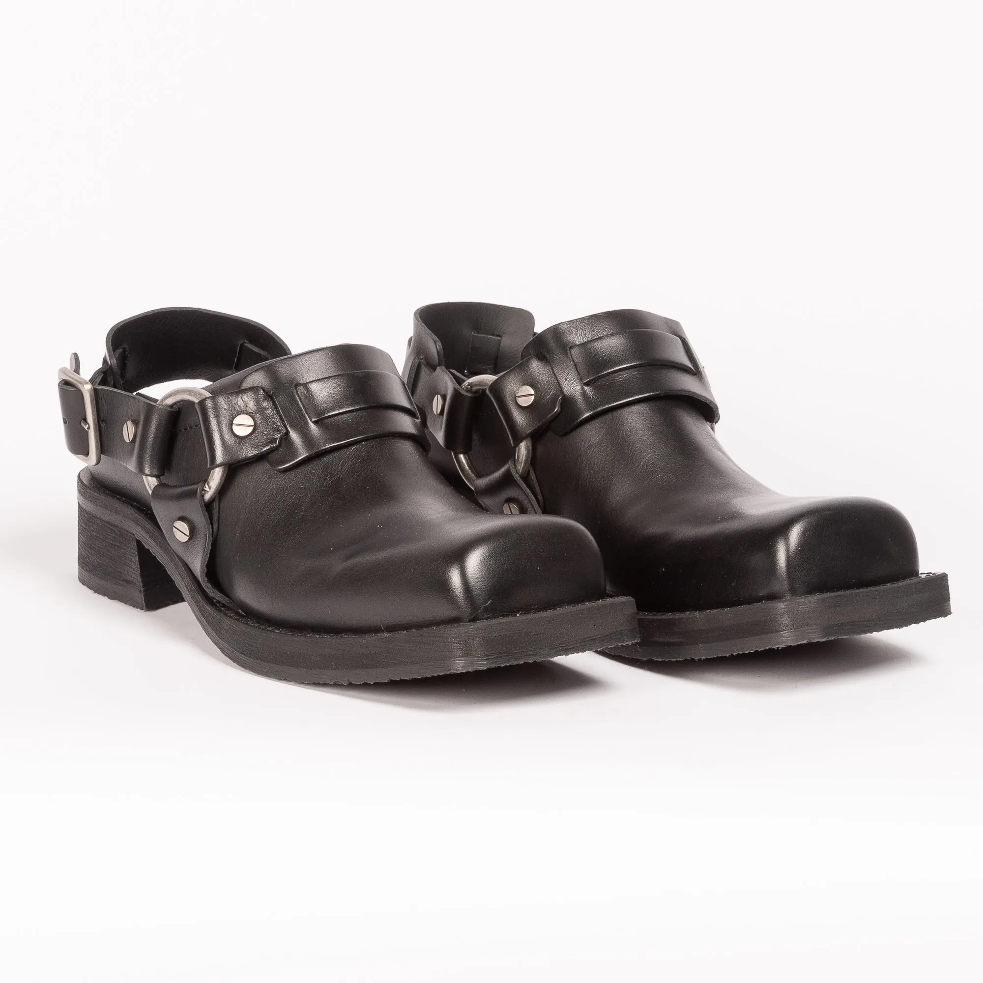 Leather Buckle Mule