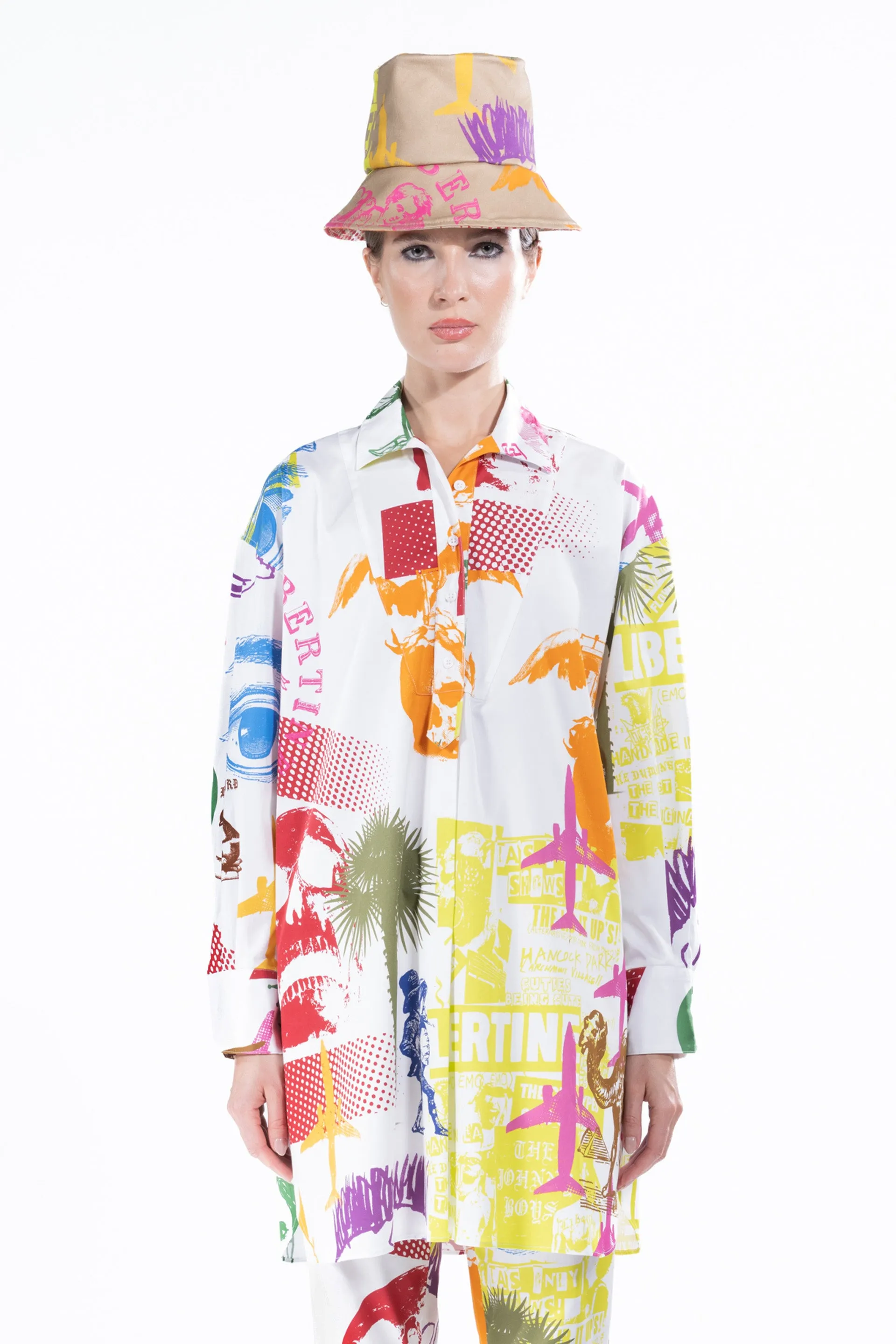 'LIBERTINE SILK SCREENS' OVERSIZED TUNIC