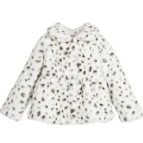 LILI GAUFRETTE GIRLS IVORY PLUSH FUR SPOTTED JACKET 3 YEARS