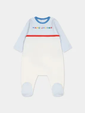 Little Marc Boys Blue LS Colorful Logo Print Footie