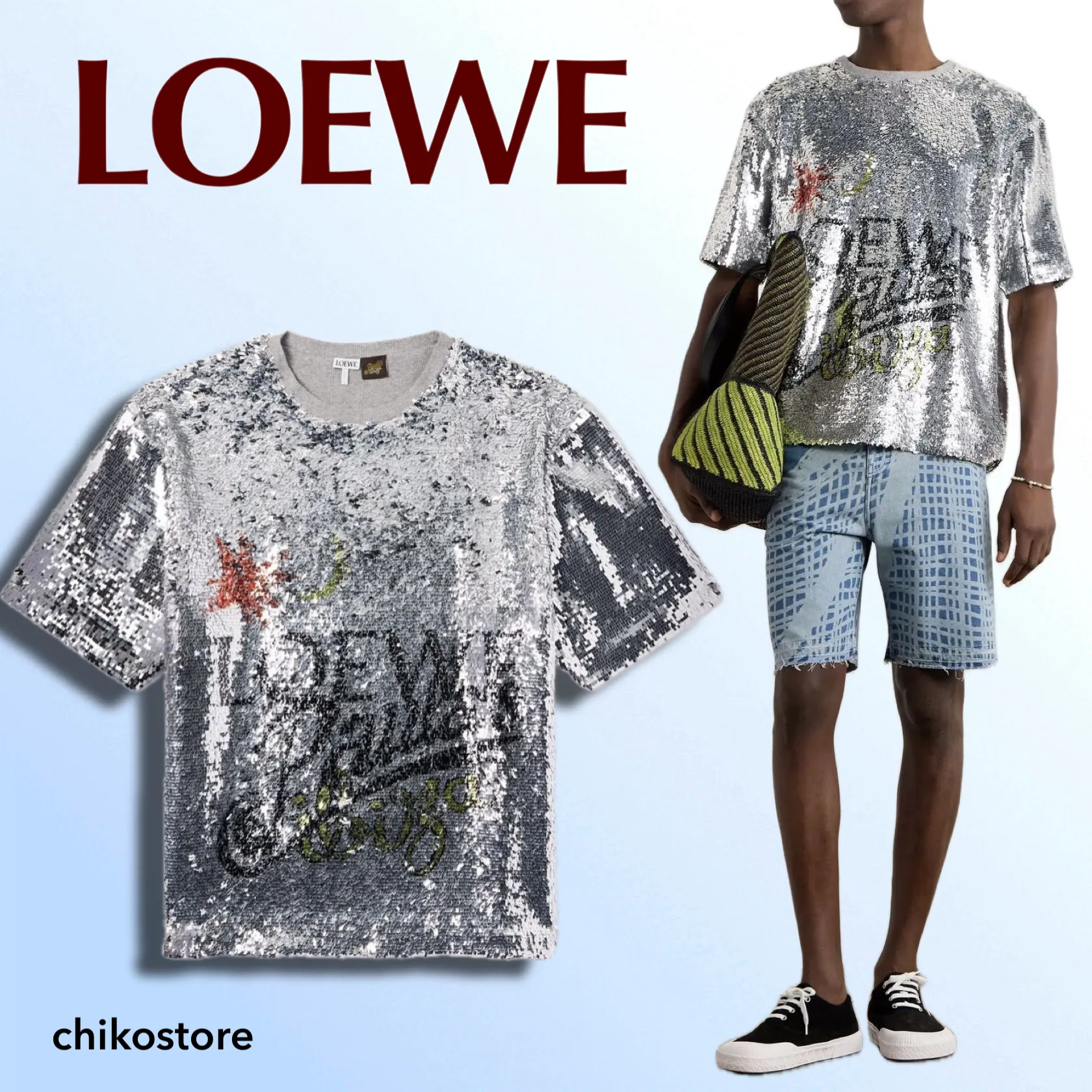 LOEWE  |Crew Neck Cotton Short Sleeves With Jewels Logo Luxury