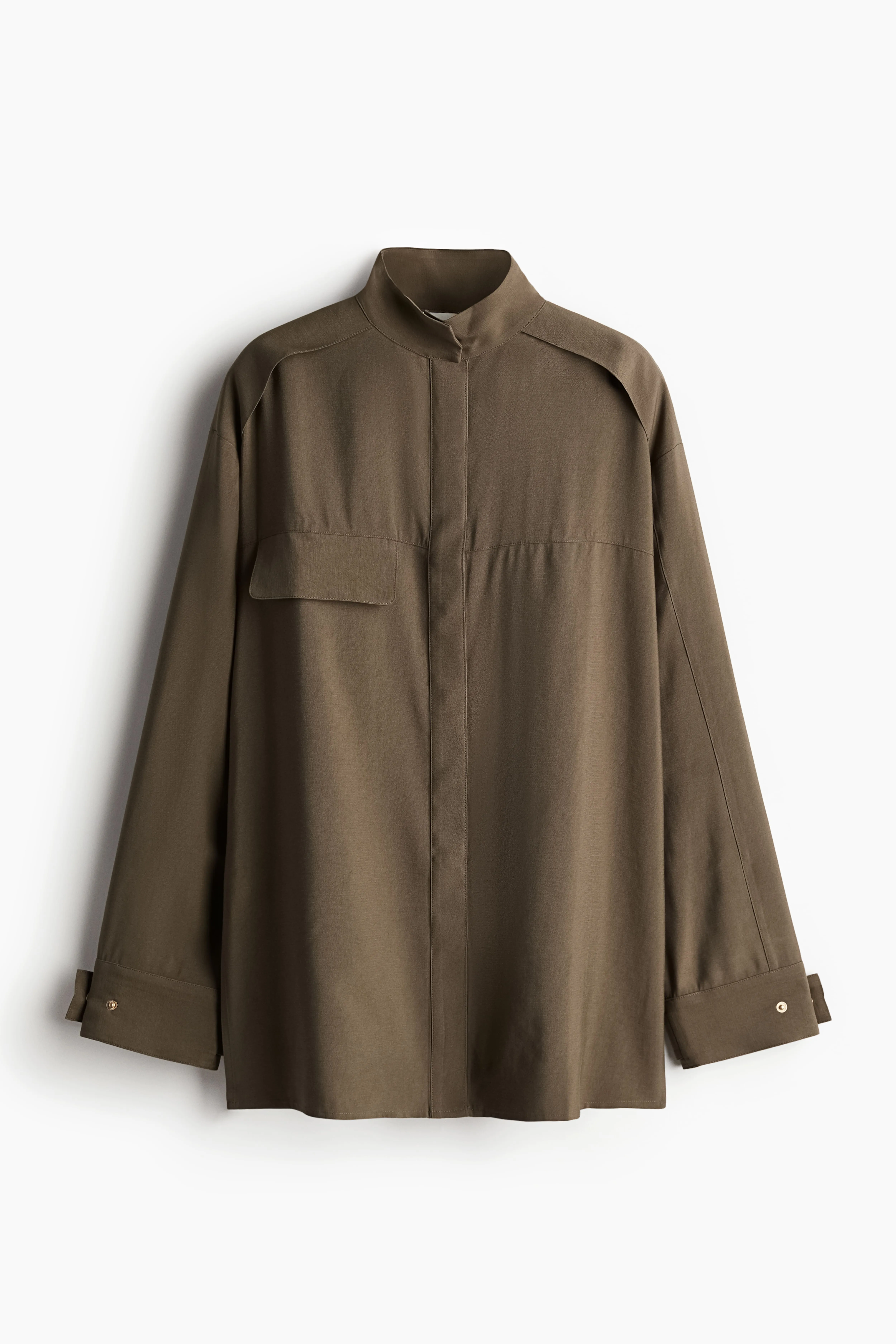 Long blouse - Long sleeve - Long - Dark khaki green - Ladies | H&M GB