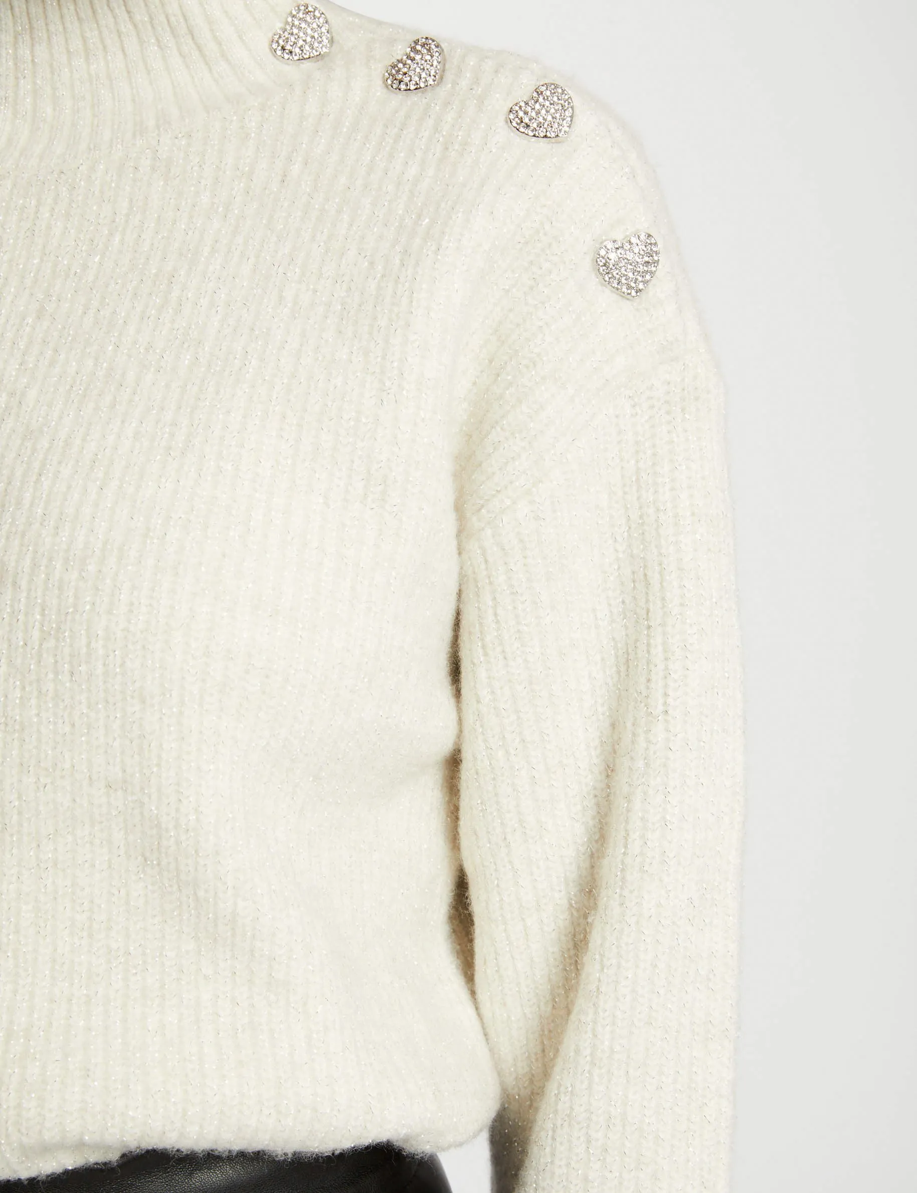 Long-sleeved jumper with buttons ivory women