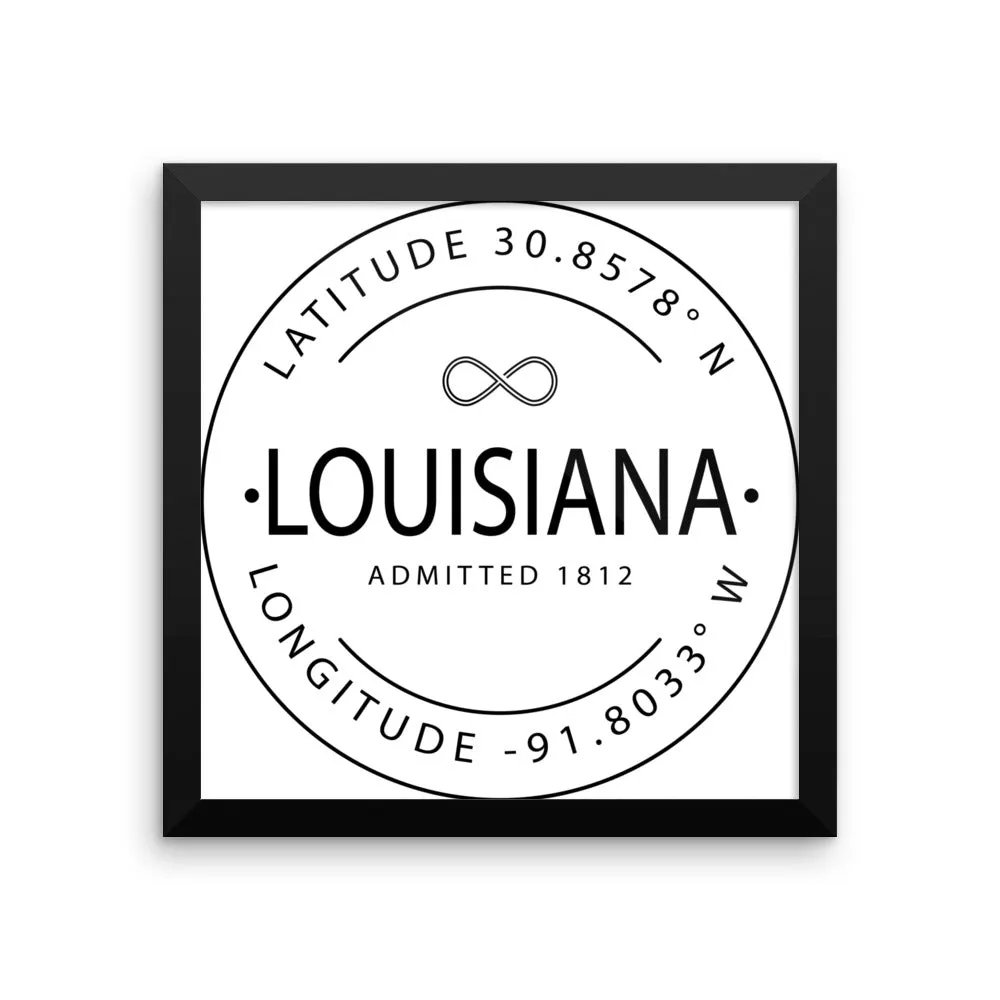 Louisiana - Framed Print - Latitude & Longitude