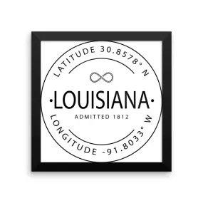 Louisiana - Framed Print - Latitude & Longitude