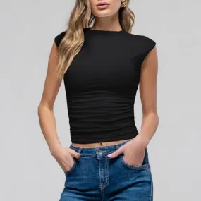 Maeve Scrunch Knit Top Black