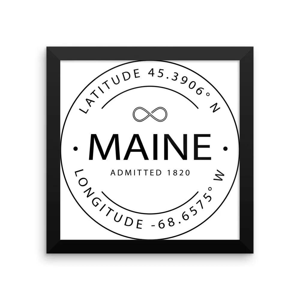 Maine - Framed Print - Latitude & Longitude