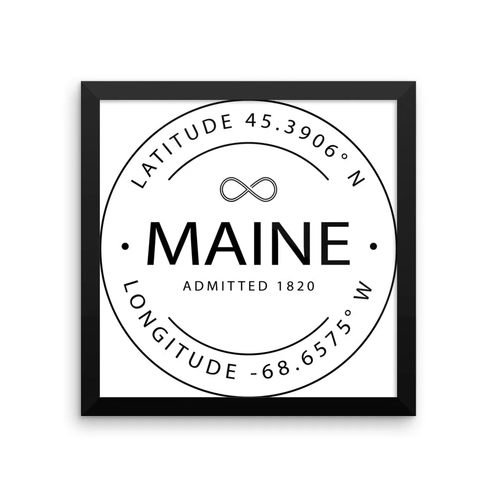 Maine - Framed Print - Latitude & Longitude