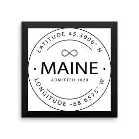 Maine - Framed Print - Latitude & Longitude