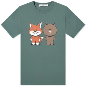 Maison Kitsuné x Line Friends Kitsuné Big Print T-ShirtBlue Green