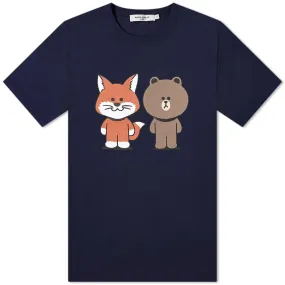 Maison Kitsuné x Line Friends Kitsuné Big Print T-ShirtNavy