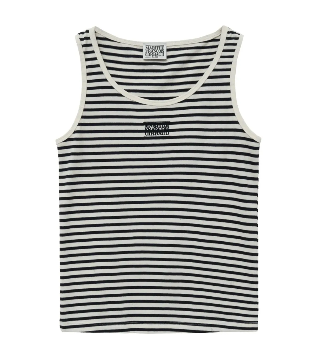 Marithe + Francois Girbaud  |Stripes Rib Street Style U-Neck Plain Cotton Logo