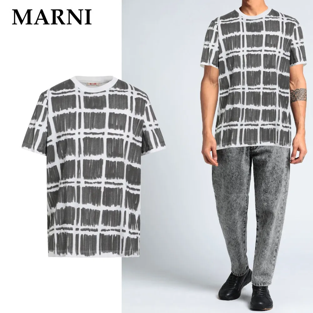 MARNI  |Crew Neck Bi-color Cotton Short Sleeves Oversized Designers