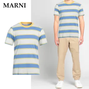 MARNI  |Crew Neck Stripes Cotton Short Sleeves Oversized Logo