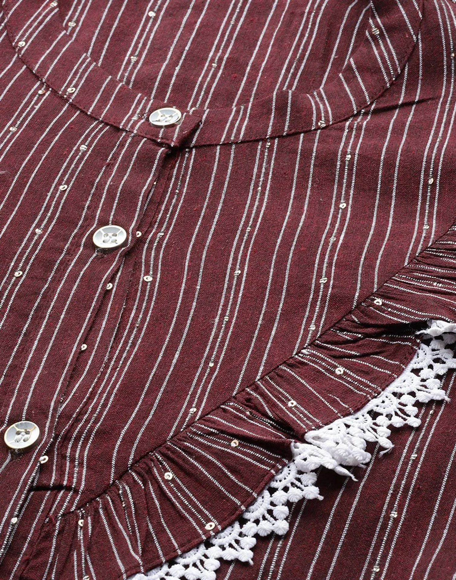 Maroon Cotton Striped Shirt