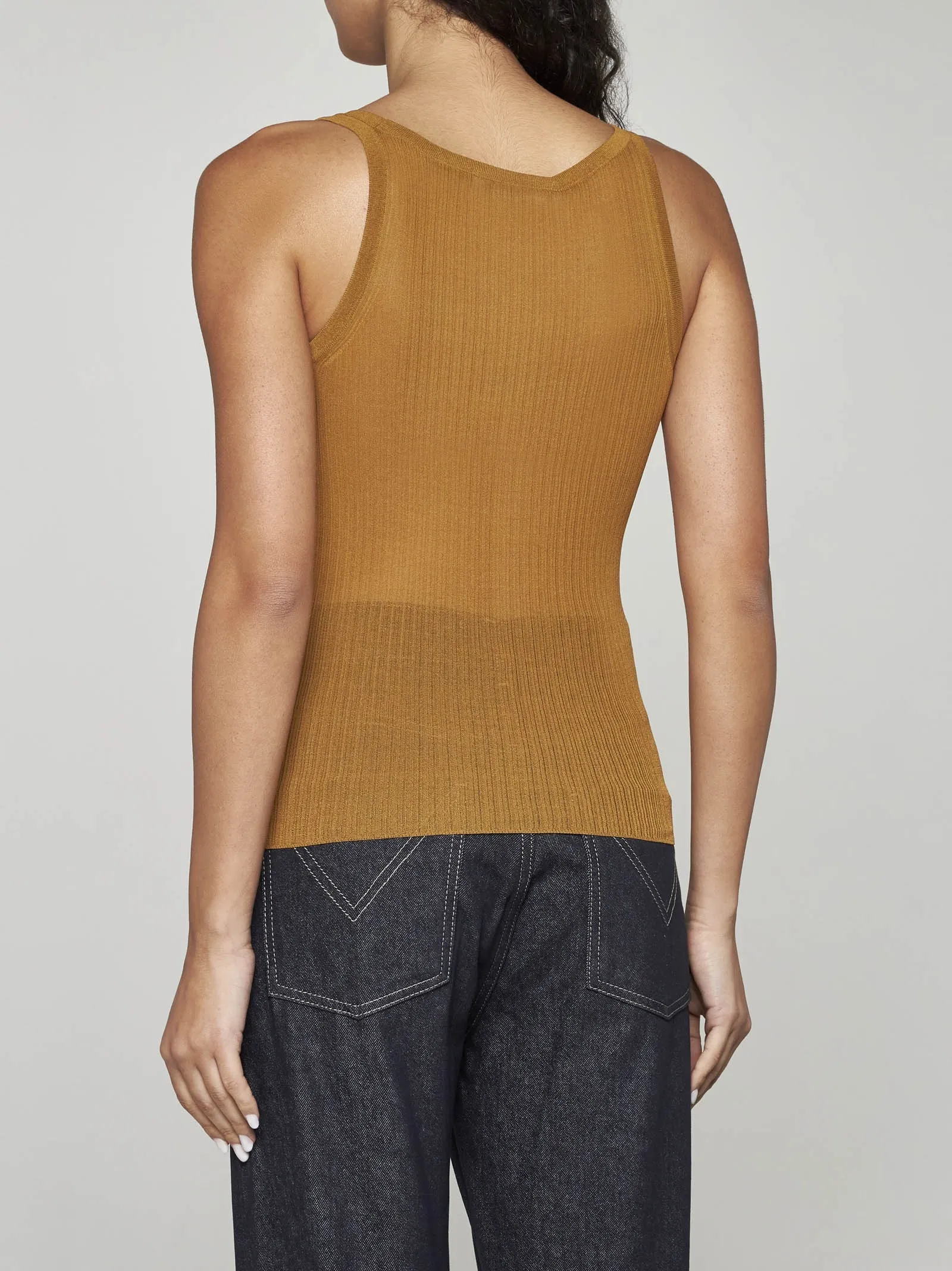 MaxMara  |Ribbed silk top